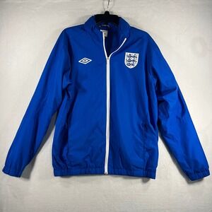Vintage Umbro England Football/Soccer Jacket Full Zip Blue White Logo Size L